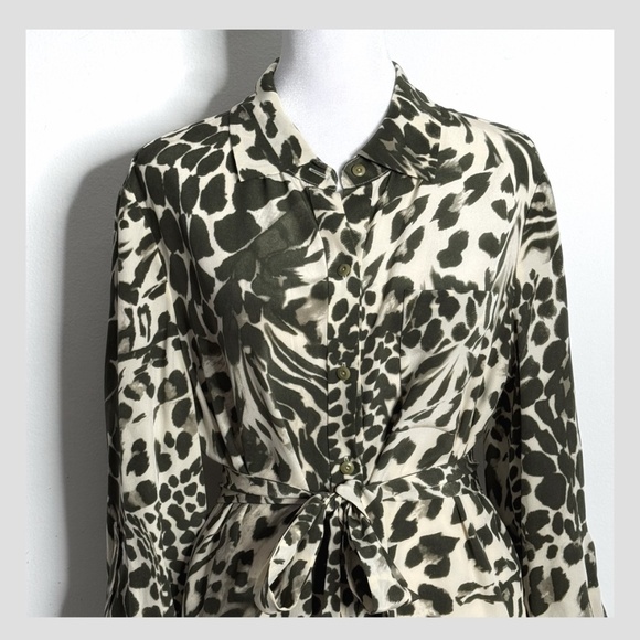 NWT Diane Von Furstenberg Shirt Dress Button Front Belted Long Sleeve Silk Sz 10 - Picture 5 of 16